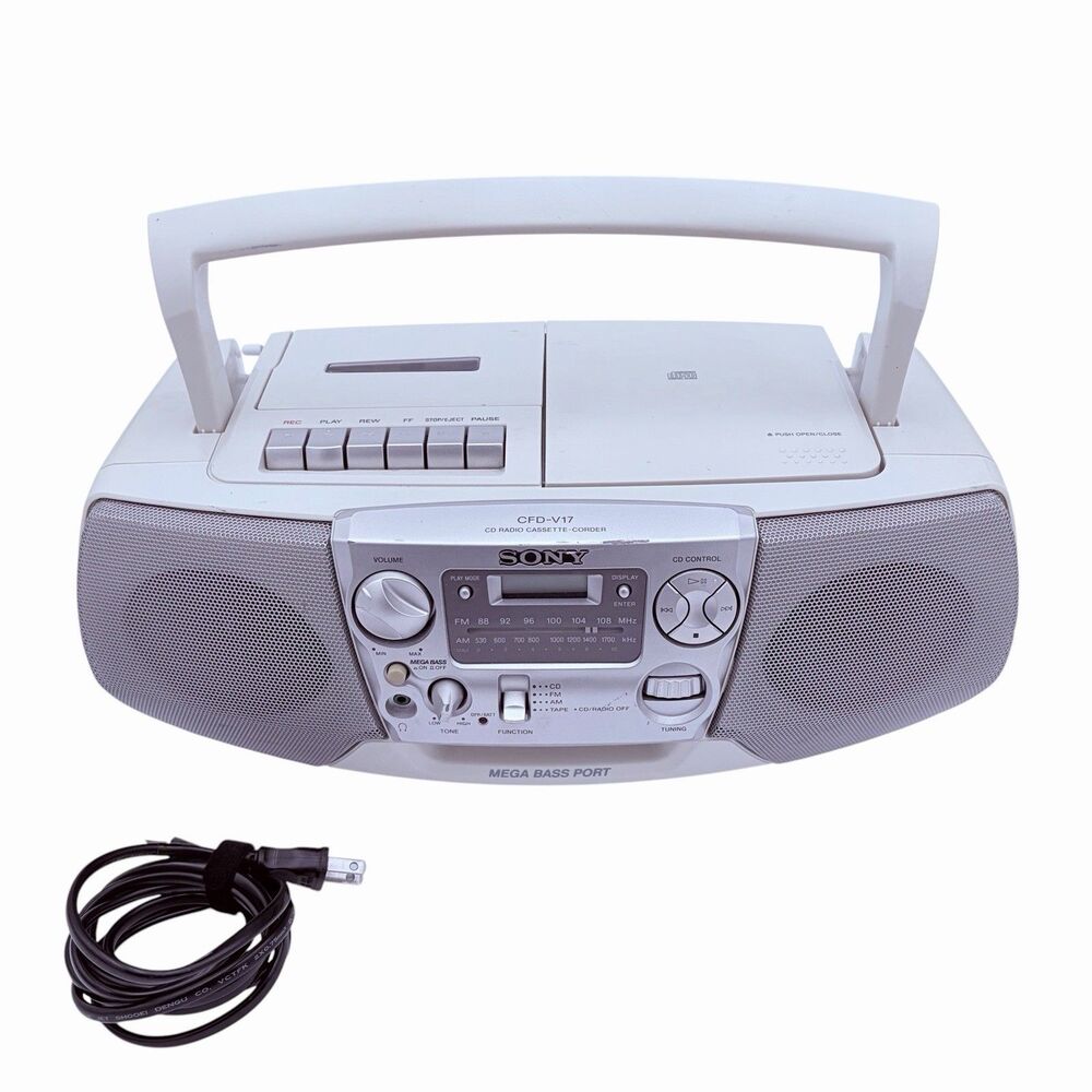 Sony CFD-V17 Portable Stereo Boombox AM FM CD Cassette Player Works Great!